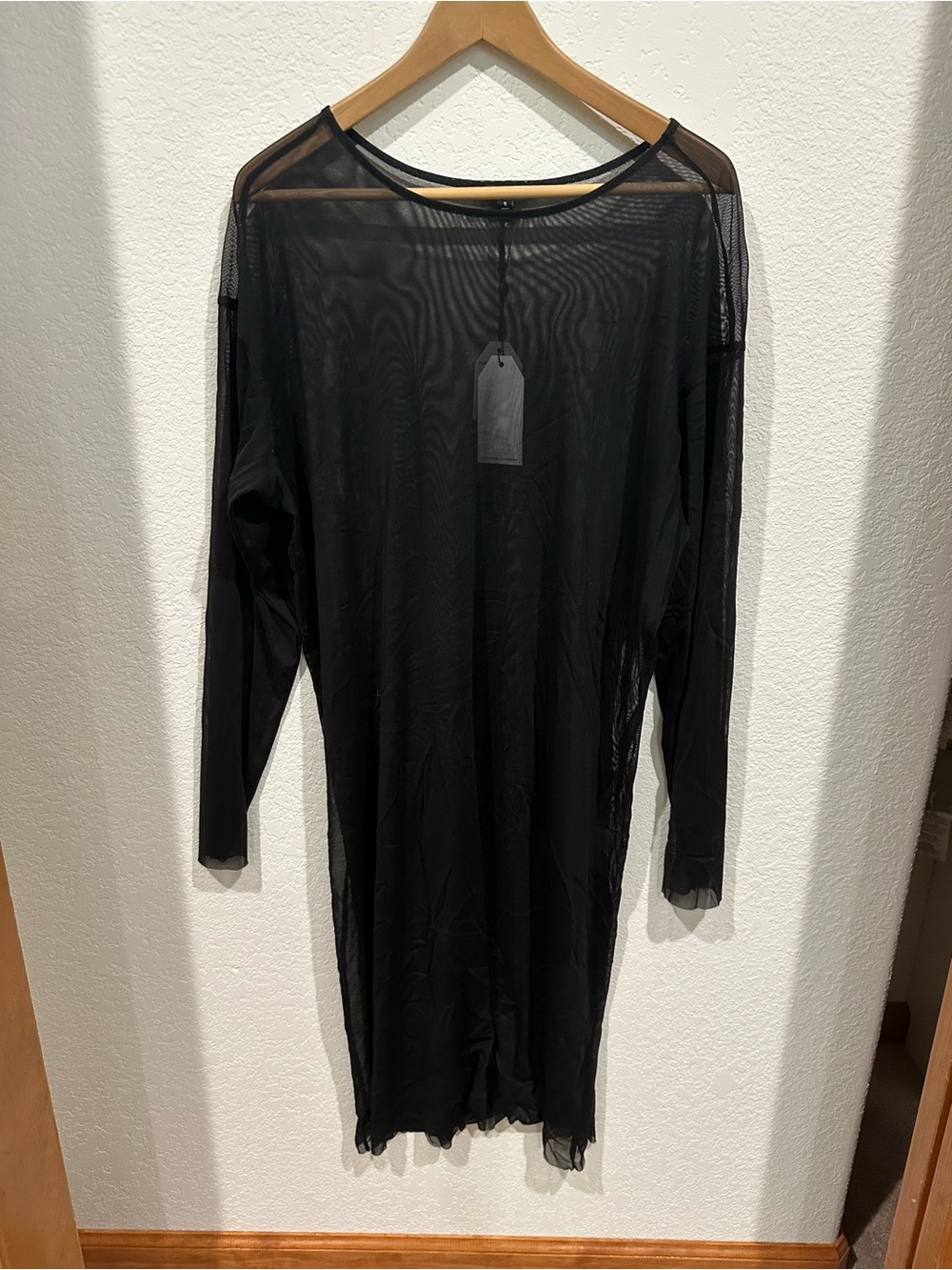 Universal Standard Black Sheer Long-Sleeve Dress